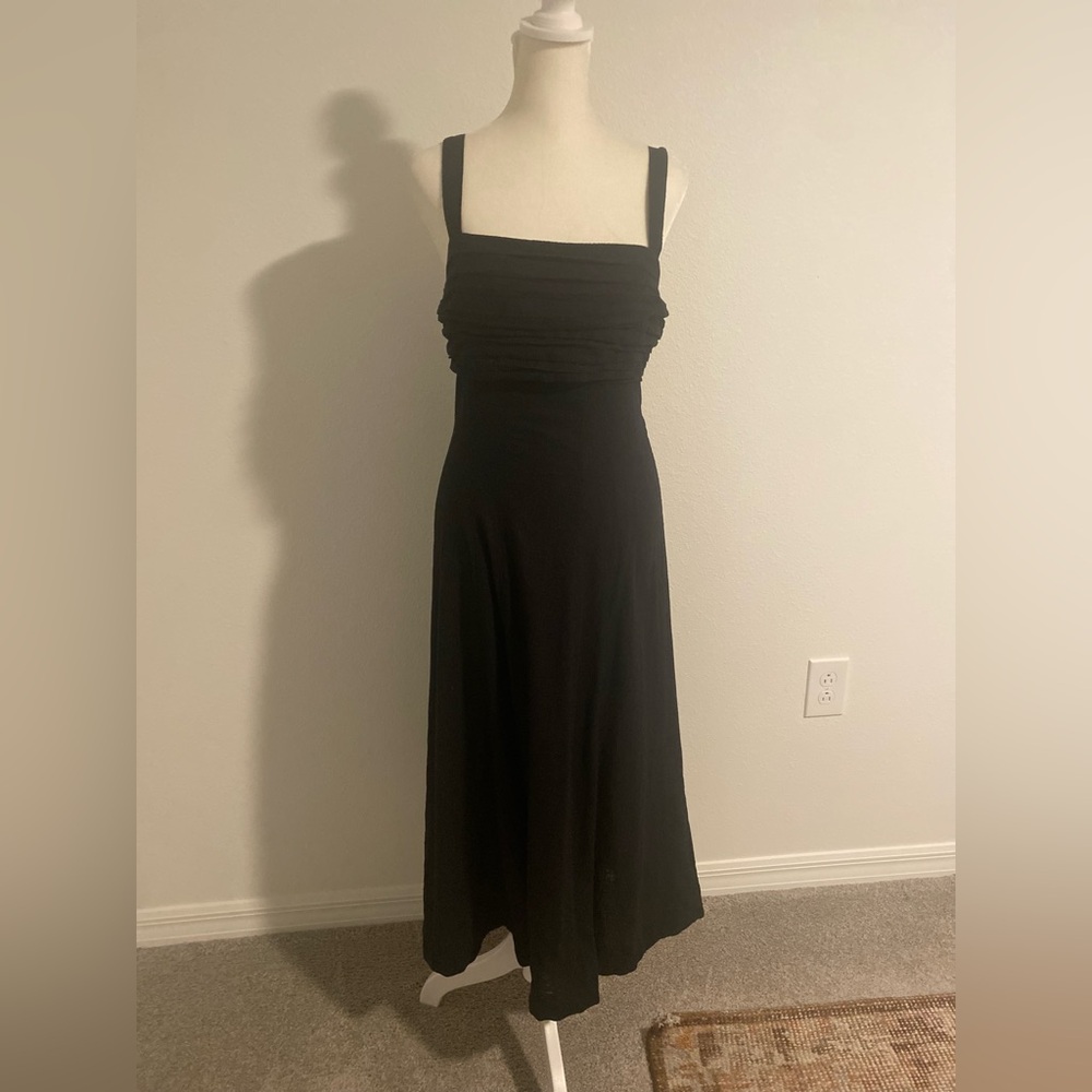 Abercrombie & Fitch Black A-line Linen Blend Dress Size Small
